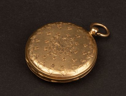 Gold pocket watch with a gold-plated metal...