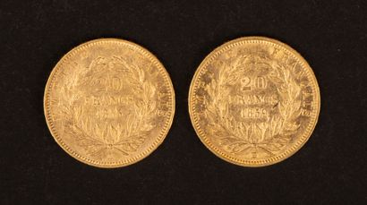 Two 20-franc gold Napoleon III coins
12.86...