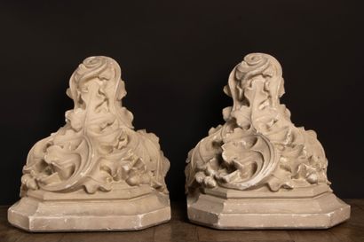 Pair of plaster wall sconces decorated with...