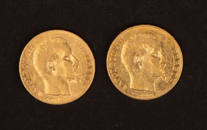 Two 20-franc gold Napoleon III coins
12.86...