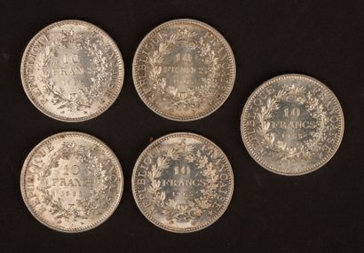 Set of 5 Hercules 10-franc silver coins.
Weight:...