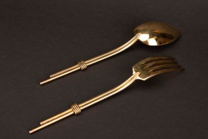 Jean DESPRES (1889–1980) 
Gilded metal cutlery...
