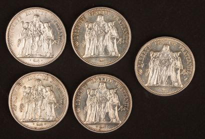 Set of 5 Hercules 10-franc silver coins.
Weight:...