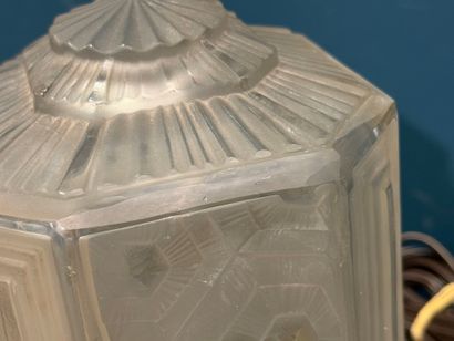 Table lamp made of molded pressed glass with...