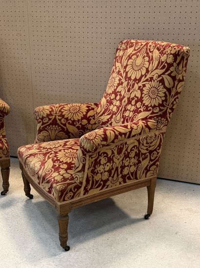Paire de fauteuils tissus velours.
Fin XIX°...