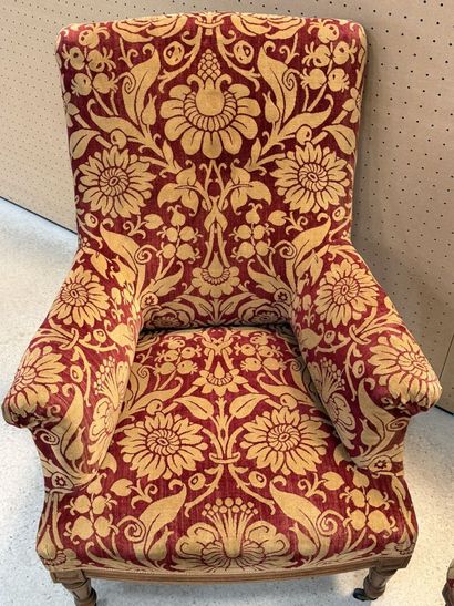 Paire de fauteuils tissus velours.
Fin XIX°...