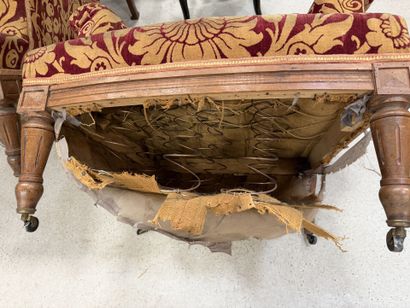 Paire de fauteuils tissus velours.
Fin XIX°...