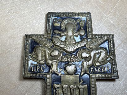 Quadriptyque religieux en bronze. 
18 x 11...