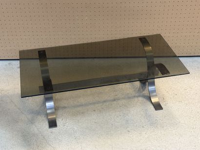 Table basse pietement en métal brossé et...