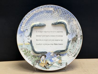 Assiette publicitaire en faïence pour les...