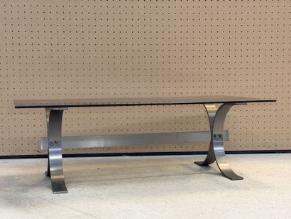 Table basse pietement en métal brossé et...