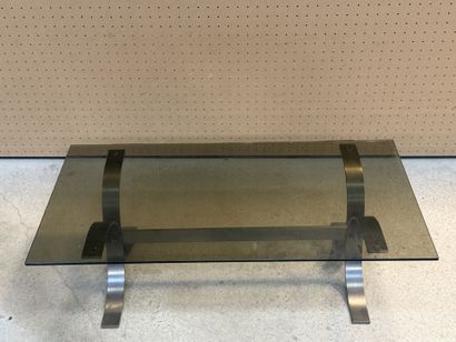 Table basse pietement en métal brossé et...
