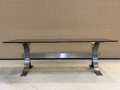 Table basse pietement en métal brossé et...
