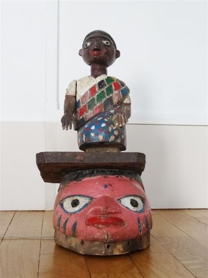 Masque GELEDE Yoruba Nigeria, en bois sculpté...