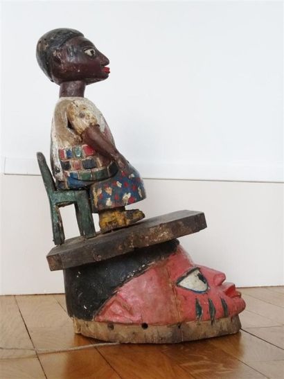 Masque GELEDE Yoruba Nigeria, en bois sculpté...