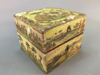 Coffret à parfum en bois laqué à décor en...
