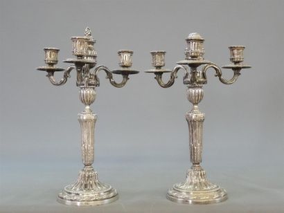 Paire de chandeliers à trois lumières en...