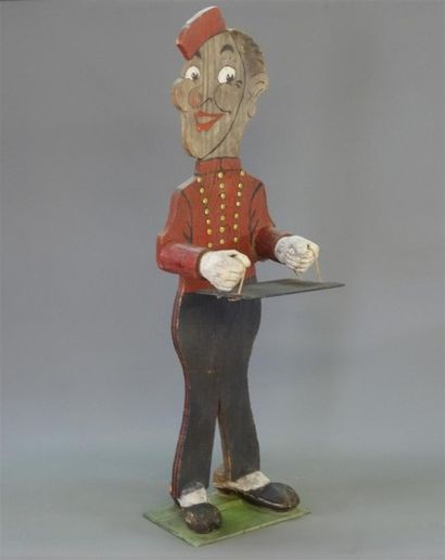 Serviteur Groom en bois peint des années...