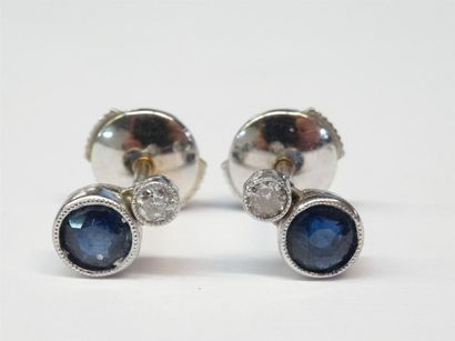 Paire de puces d'oreille monture platine,...