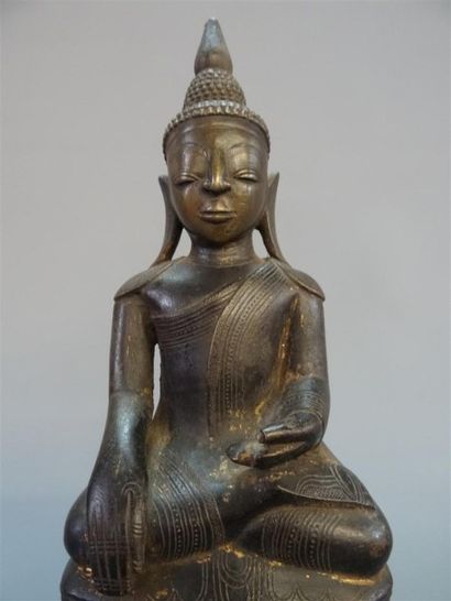 Bouddha sakyamuni assis en virasana sur un...