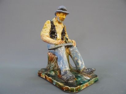 H.E DOLLIAC Sculpture en grès émaillé, Le...