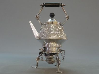 Petit samovar en métal argenté à décor de...