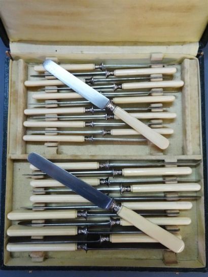 Ecrin de vingt quatre couteaux manches i...