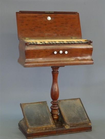 Harmonium d'enfant en bois naturel sculpté...