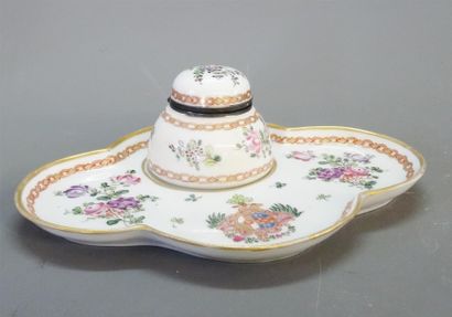 Samson Encrier en deux parties, en porcelaine...