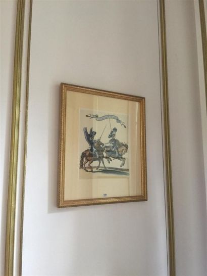 Ensemble de quatre gravures figurant pour...