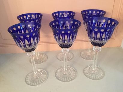 SAINT LOUIS : Suite de 6 verres en cristal...