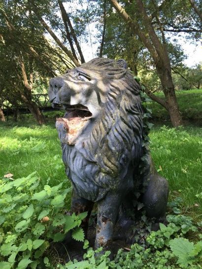 Paire de lions en fonte.

H_ 95 cm

