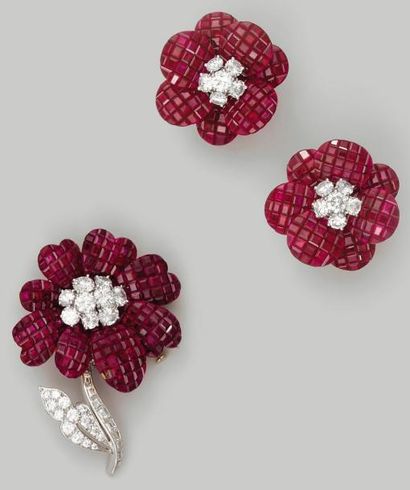 Parure en or jaune et platine, composée d'un...