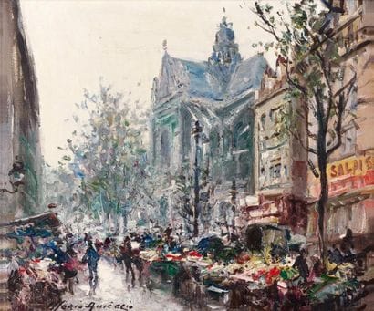 Merio AMEGLIO (1897-1970)
Les Halles et l'église...