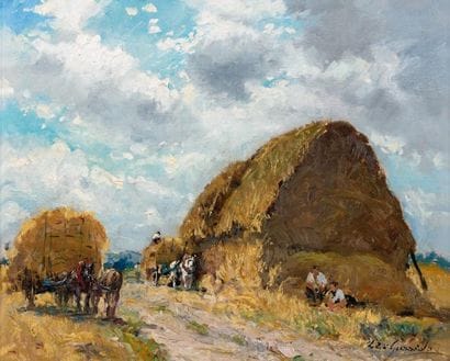 Louis Édouard GARRIDO
Scène de moisson Huile...