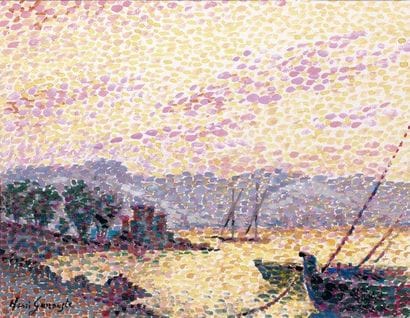 Henri GARROUSTE
Barques le soir Aquarelle...