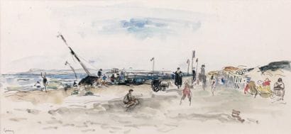 Paul Élie GERNEZ
La Plage Aquarelle signée...