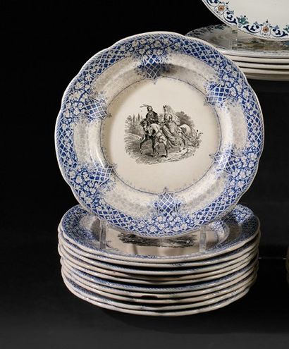 Lot of eleven plates in printed earthenware...