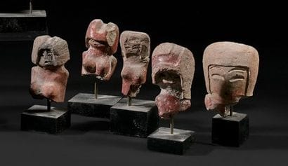 Five terracotta goddesses (fragments), Valdivia,...