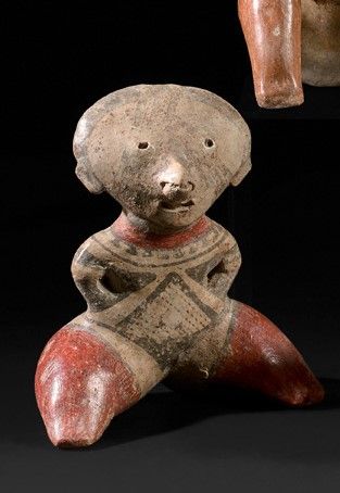 Seated woman in polychrome terracotta, Chinesco,...