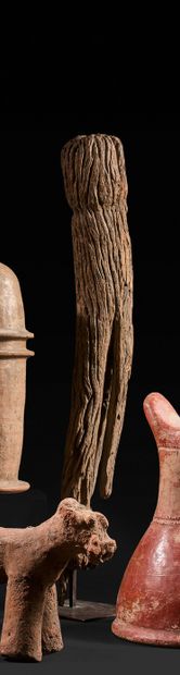 Stylized character standing slightly arched....