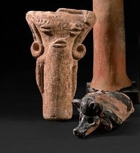 Lot of five various objects in terra cotta,...
