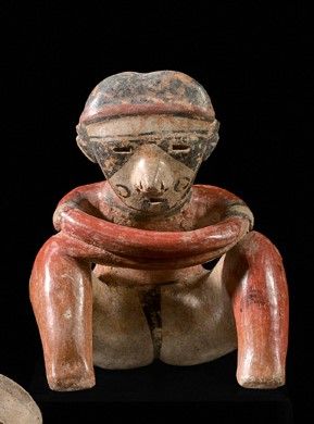Seated man in polychrome terra cotta, Chinesco,...