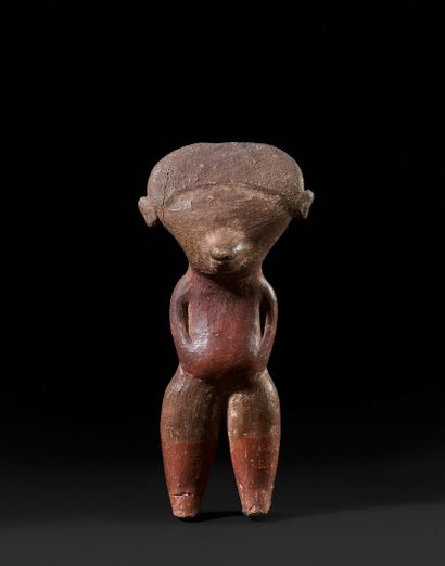 Standing woman in polychrome terracotta,...