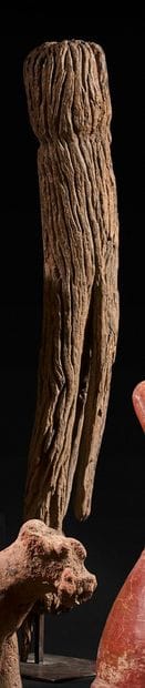 Stylized character standing slightly arched....