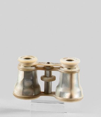 Pair of mother-of-pearl theater binoculars...