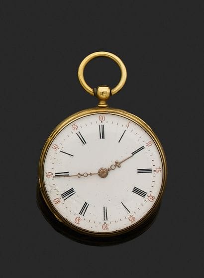 Montre de col en or, cuvette guillochée et...