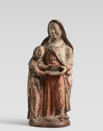 Sainte Anne enseignante in carved and polychromed...