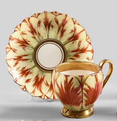 Dagoty Tulip cup and saucer in polychrome...