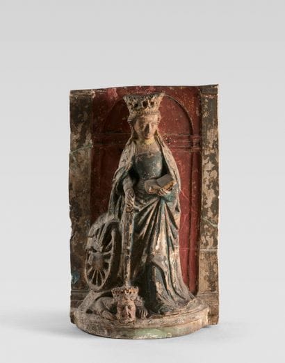 Saint Catherine of Alexandria in carved and...